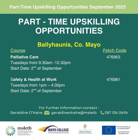 Part time upskilling opportunities in Ballyhaunis