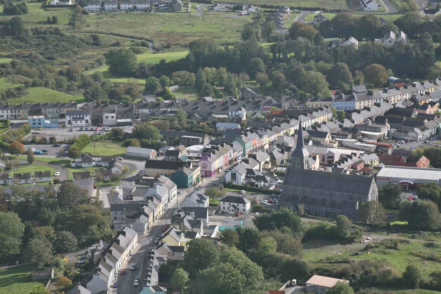 An aerial image of Ballyhaunis